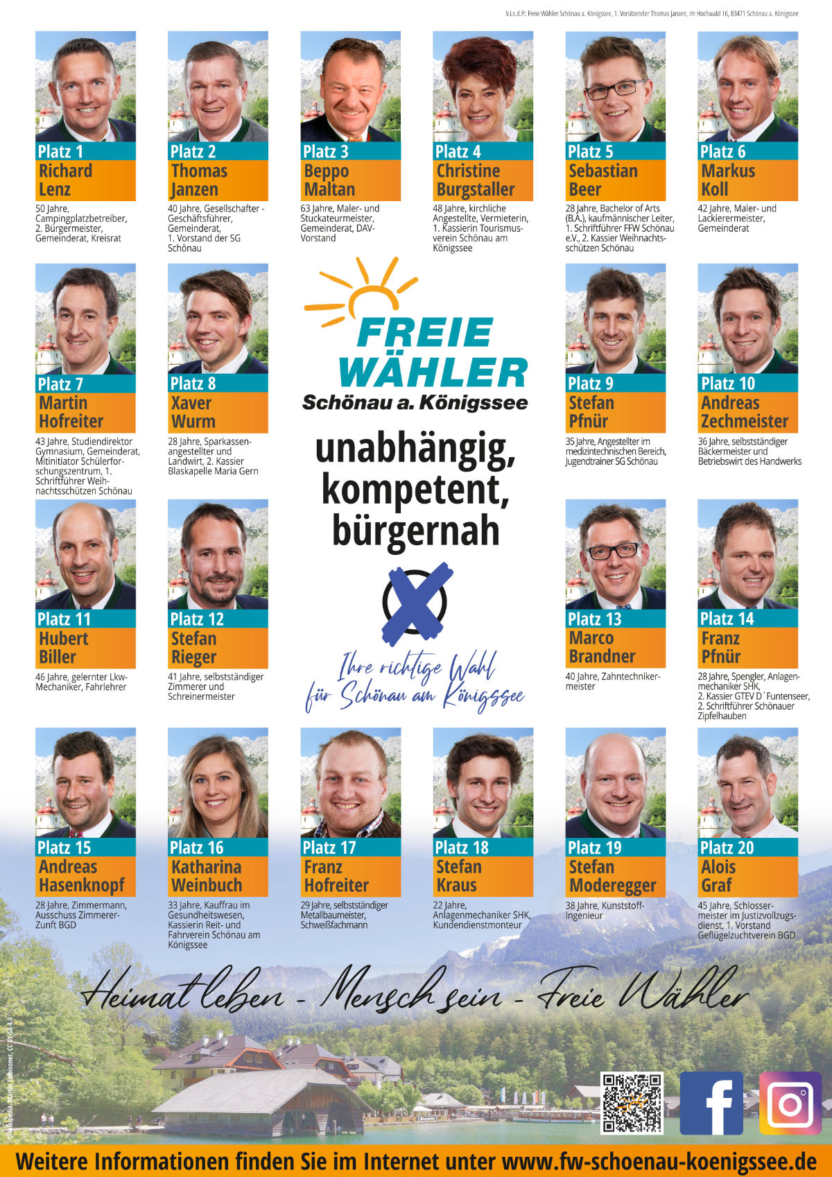 Kandidaten der FW Schönau am Königssee
